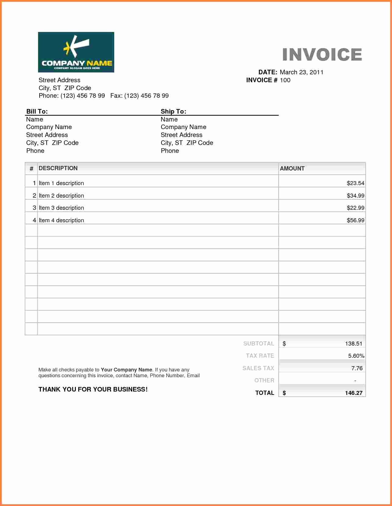 Medical Bill Template Pdf New 3 Sample Billing Invoice Excel