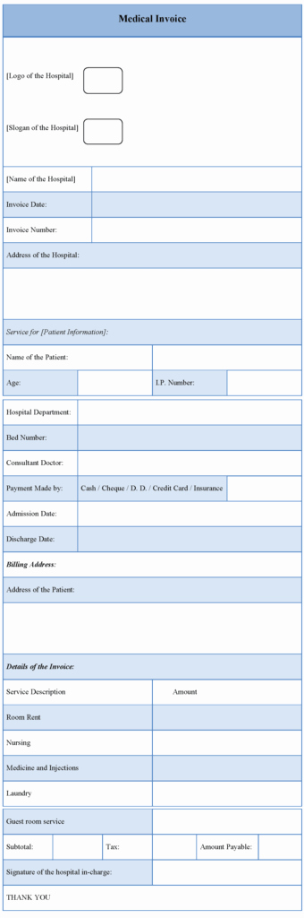 Medical Bill Template Pdf New Medical Bill Template Pdf and Hospital Invoice Template