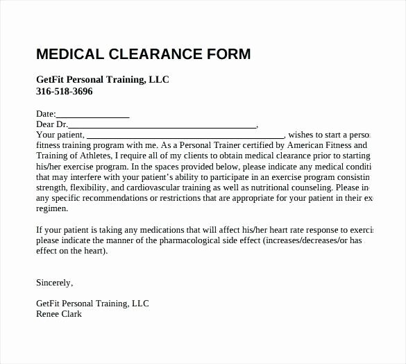 Medical Clearance Letter Template Beautiful Sample Medical Clearance form