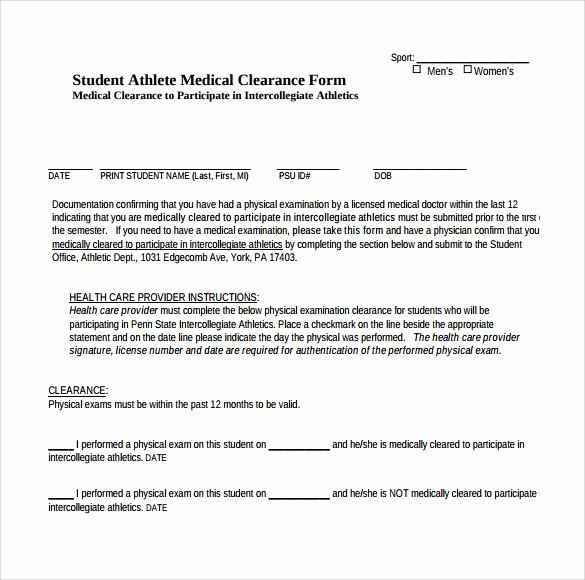 Medical Clearance Letter Template Best Of 9 Medical Clearance form Download for Free