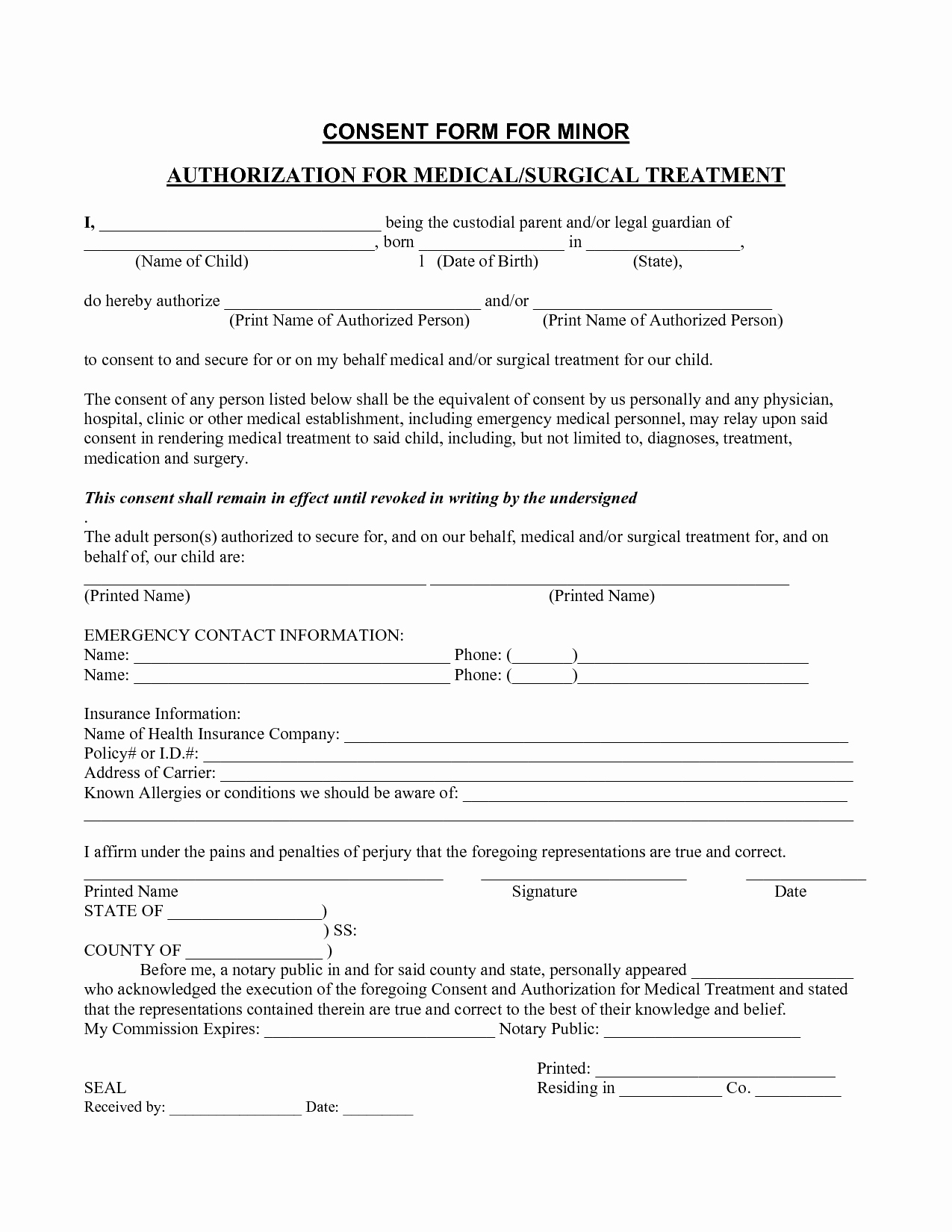 Medical Consent form Template Awesome Medical Consent form Template – Templates Free Printable
