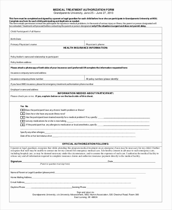 Medical Consent form Template Best Of 10 Printable Medical Authorization forms Pdf Doc