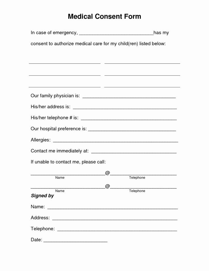 Medical Consent form Template Best Of Free Printable Medical Consent form