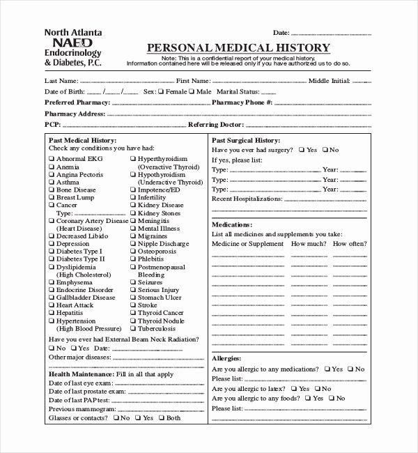 Medical History form Template Beautiful 21 Sample Medical History forms
