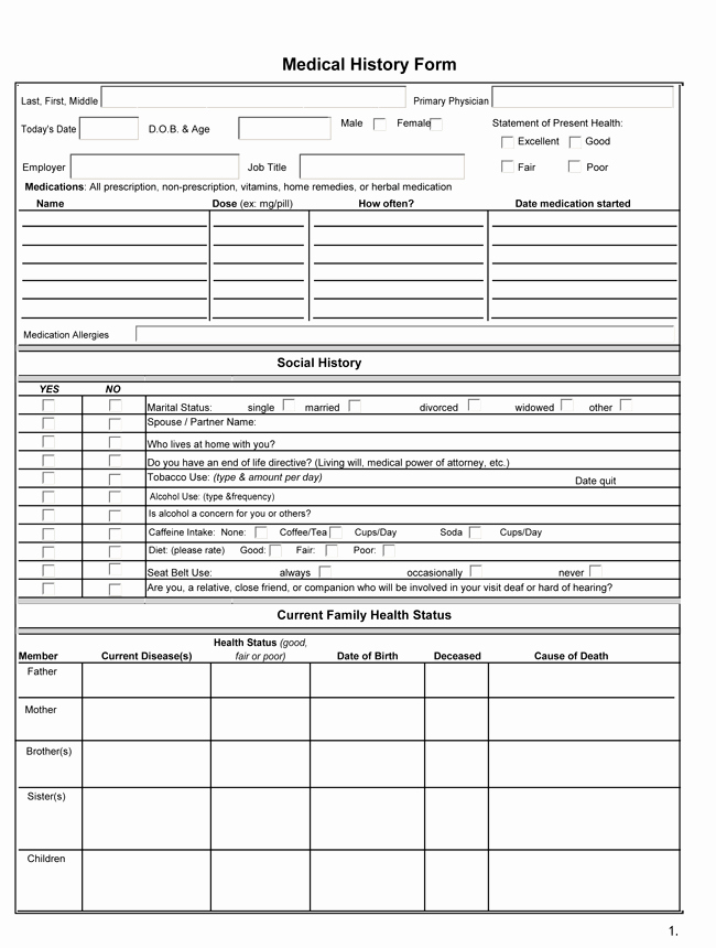 Medical History form Template Elegant Medical History form Samples Learn More About A Patients