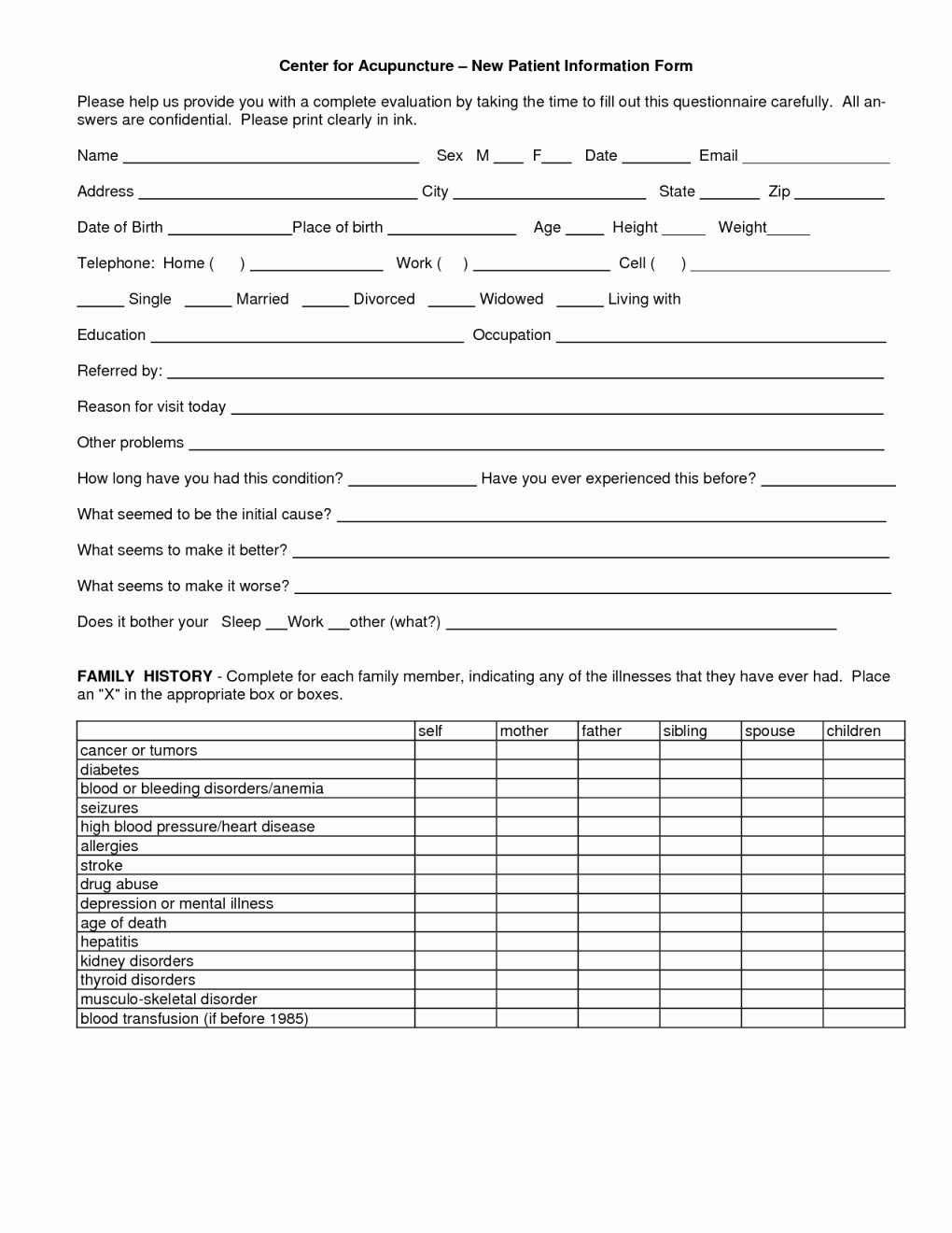 Medical Intake form Template Awesome Free Patient Intake form Template