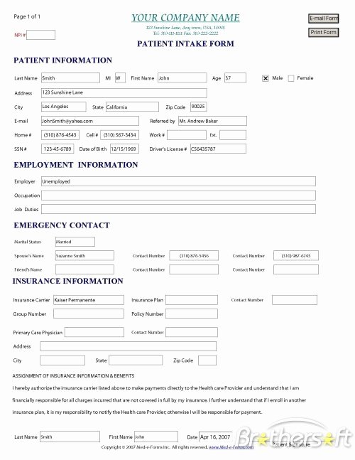 Medical Intake form Template Inspirational 7 Best Of Patient Chart forms Pdf Medical Chart
