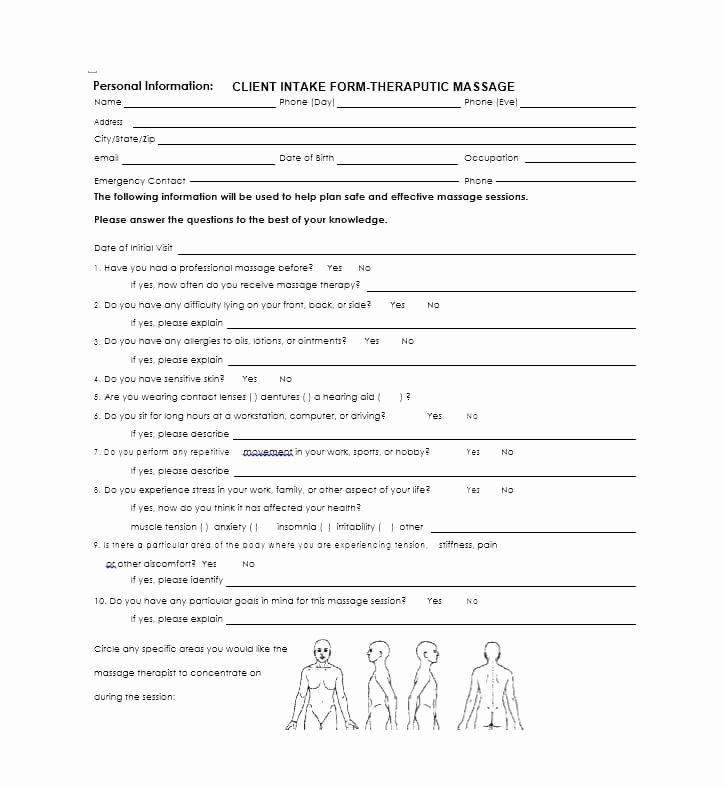 Medical Intake forms Template Best Of 59 Best Massage Intake forms for Any Client Printable