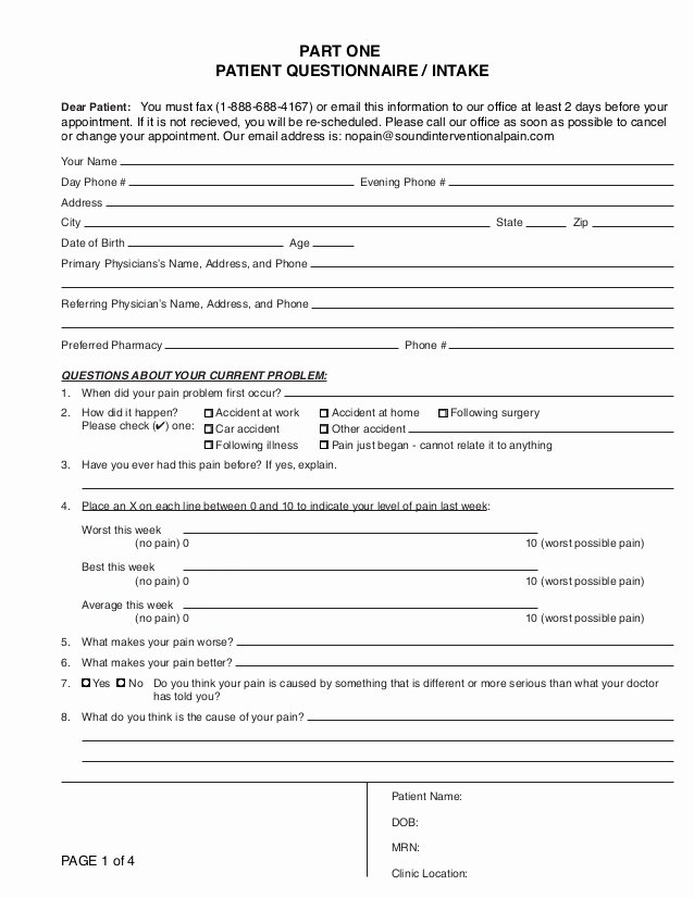 Medical Intake forms Template New Dr attaman New Patient Intake form