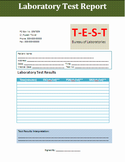 Medical Lab Results Template Best Of Test Report Template