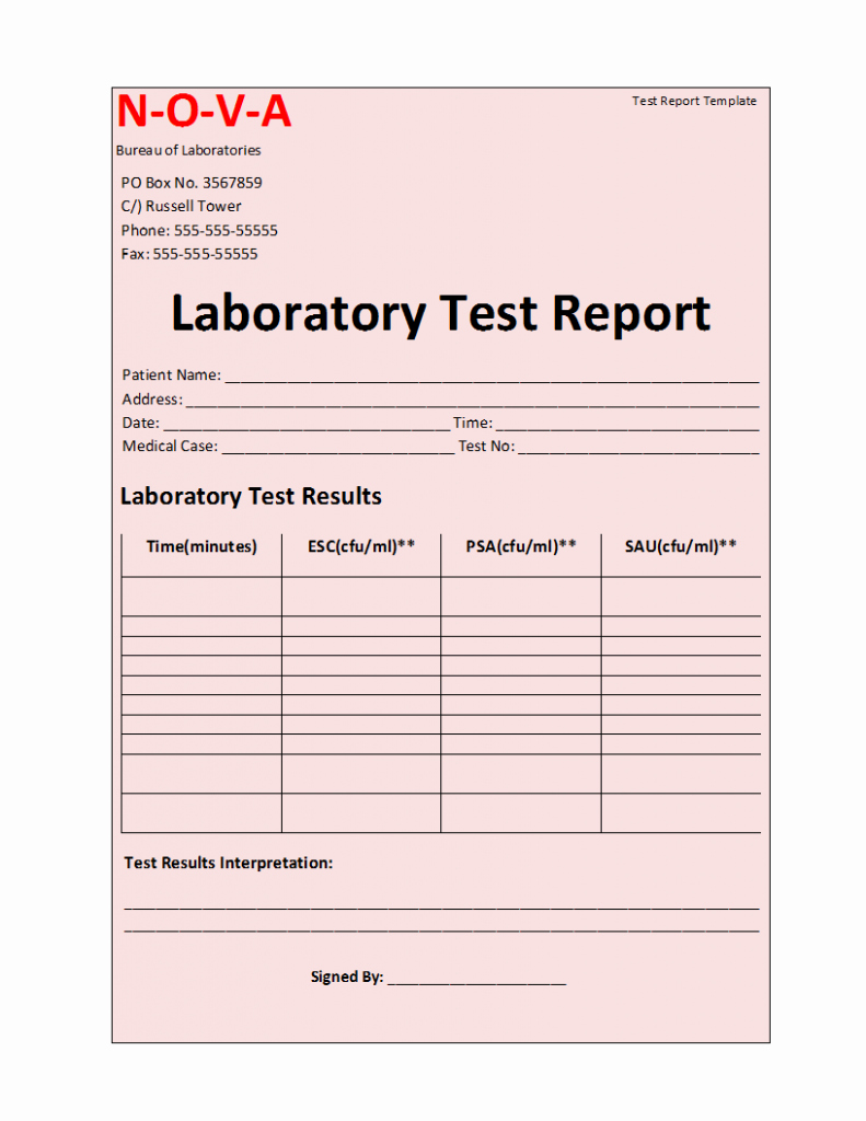 Medical Lab Results Template New Laboratory Test Report Template
