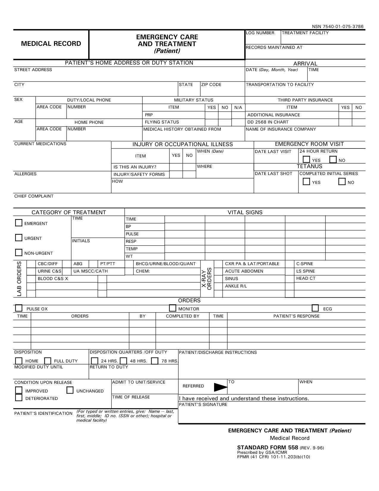 Medical Records form Template Best Of Medical Record Templates