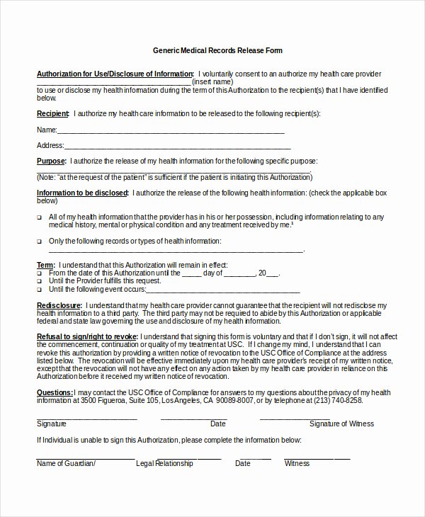 Medical Records form Template Unique Medical Release form Template