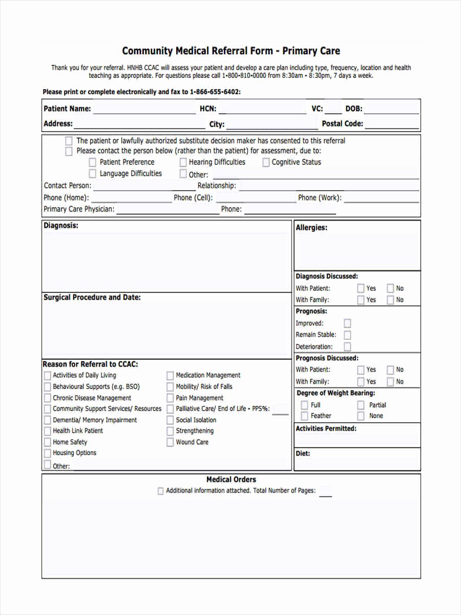 Medical Referral form Template Luxury 8 Medical Referral form Samples Free Sample Example