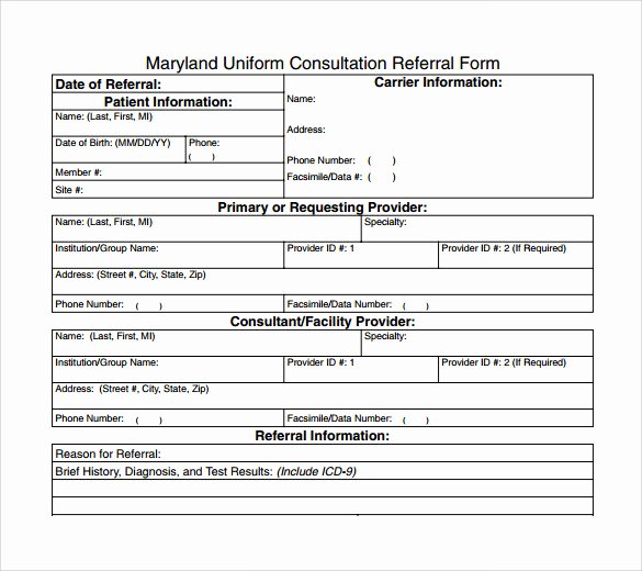 Medical Referral forms Template New Sample Medical Consultation form 11 Download Free
