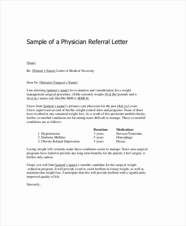 Medical Referral Letter Template Luxury Medical Letter Template 9 Free Sample Example format