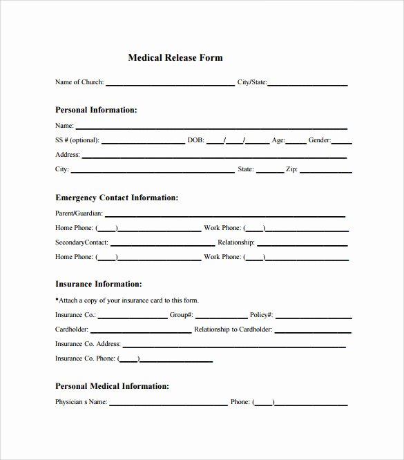 Medical Release form Template Best Of 11 Medical Release forms