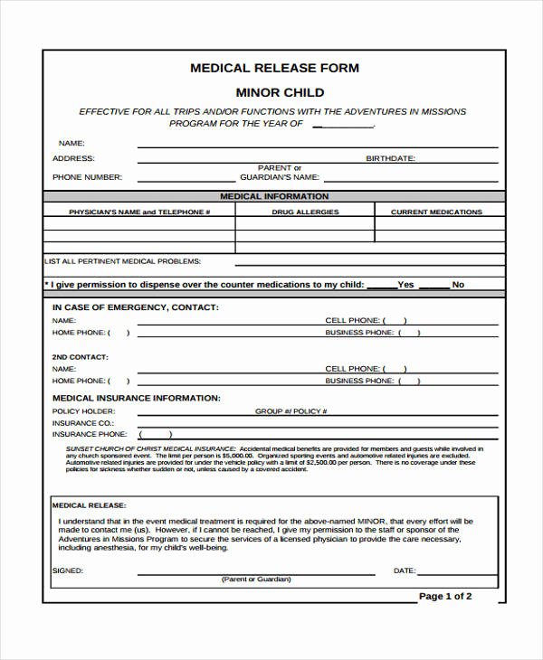 Medical Release form Template Inspirational 24 Medical Release form Templates