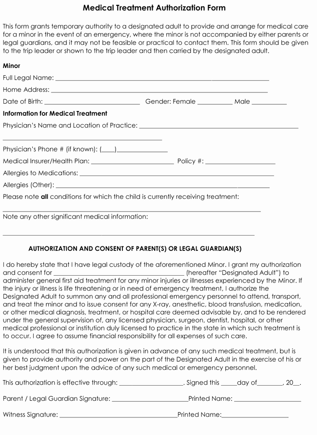 Medical Release form Template Inspirational Child Medical Consent form Templates 6 Samples for Word