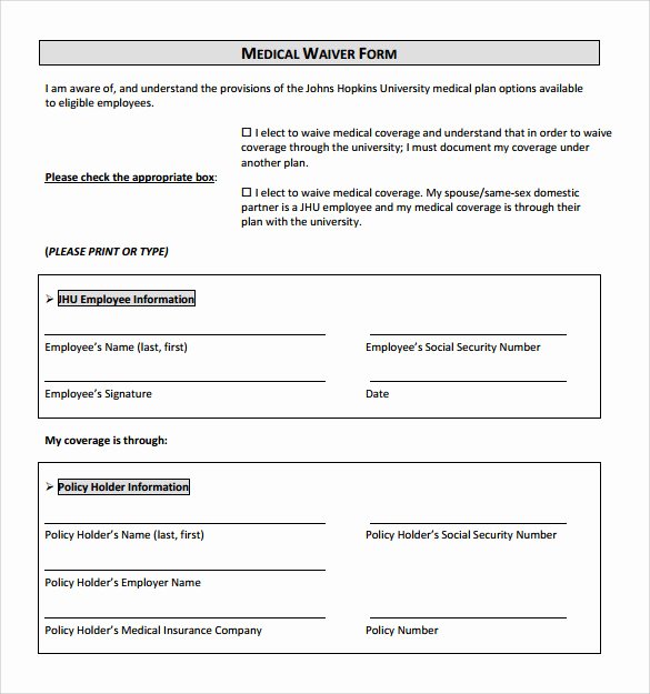 Medical Release forms Template Beautiful 10 Medical Waiver forms Free Sample Example format