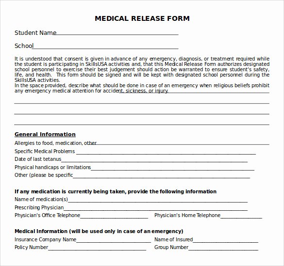 Medical Release forms Template Lovely 11 Medical Release forms