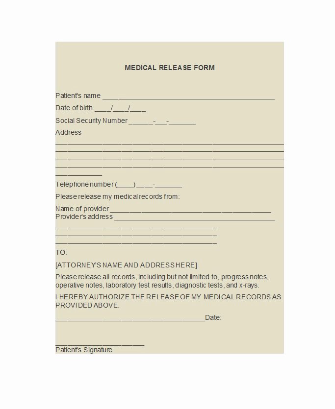 Medical Release forms Template Lovely 30 Medical Release form Templates Template Lab