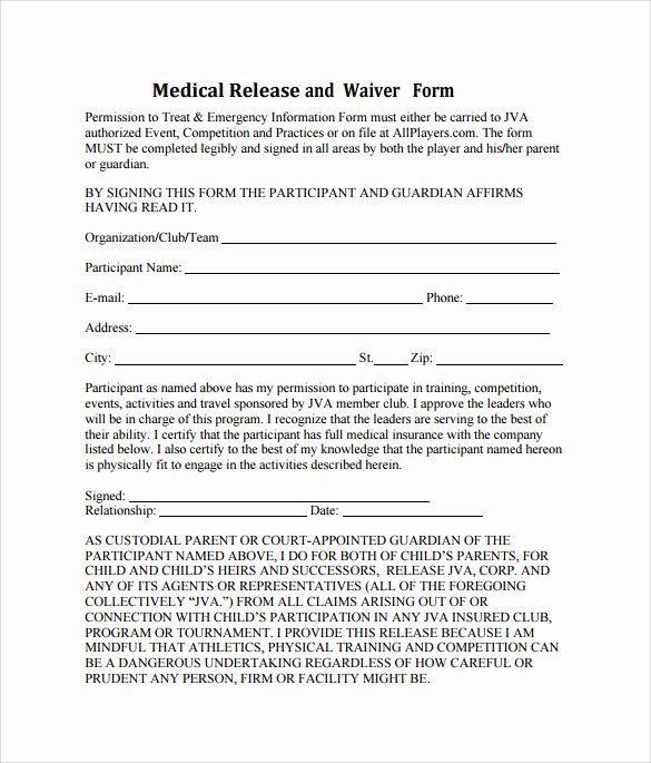 Medical Release forms Template New 10 Medical Waiver forms to Download