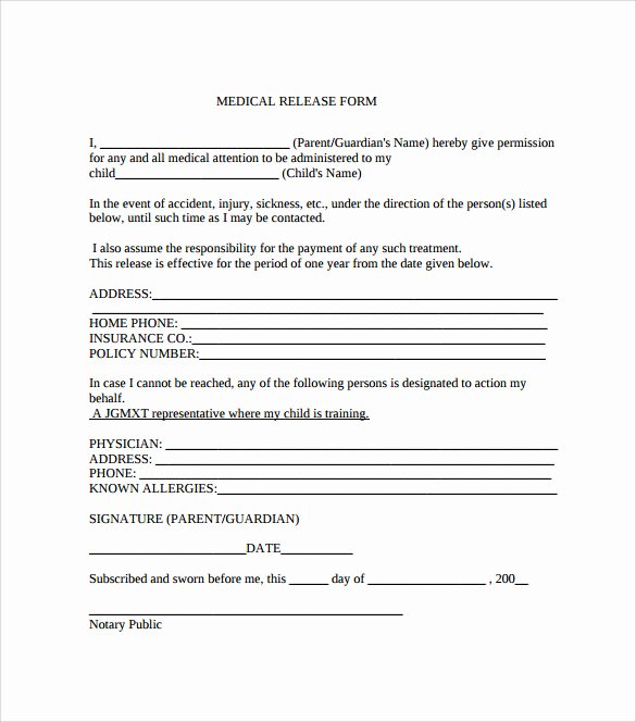 Medical Release forms Template New 11 Medical Release forms
