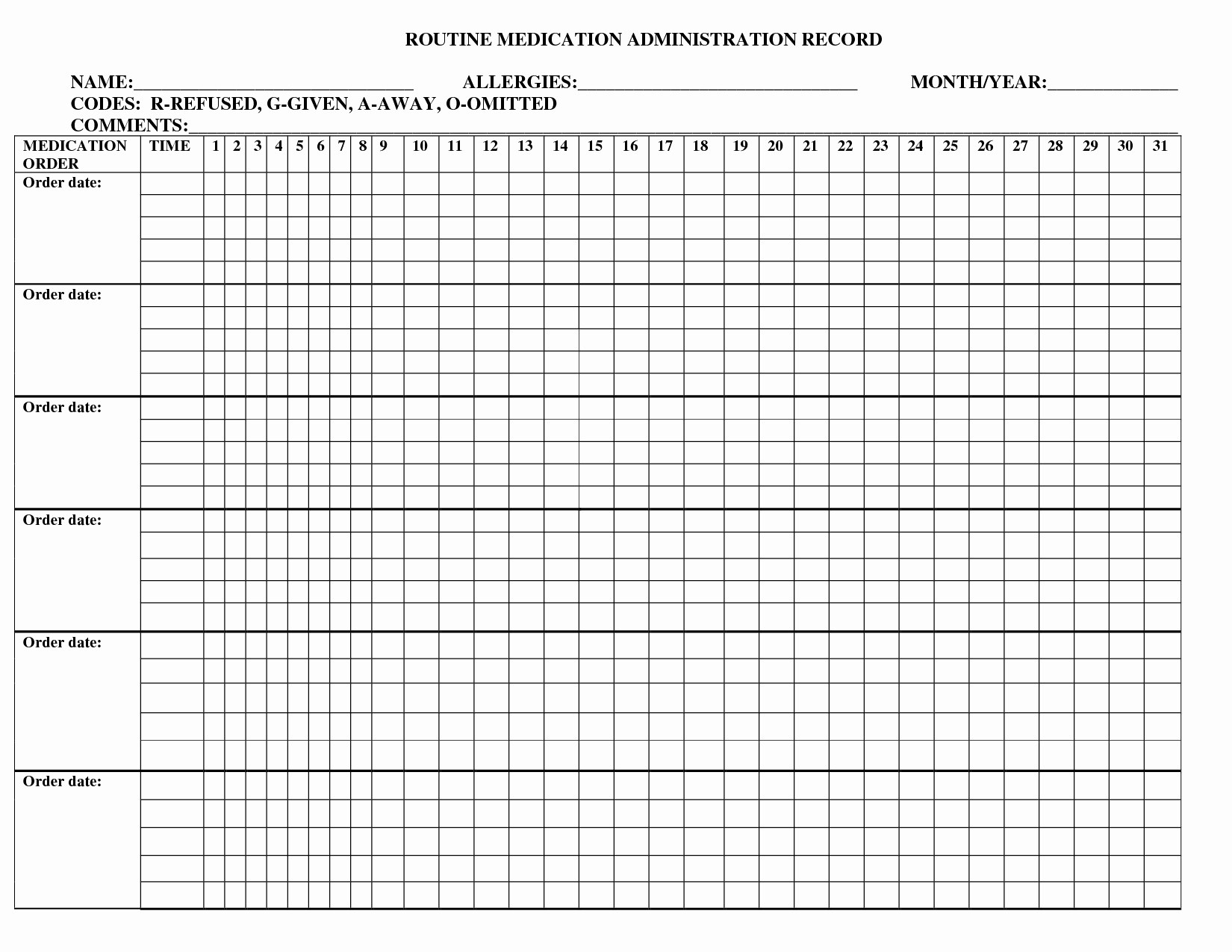 Medication Administration Record Template Awesome Free Printable Medication Administration Record