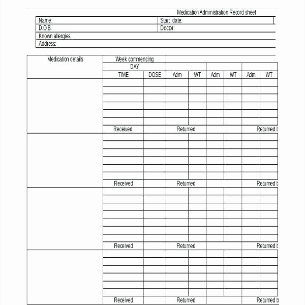 Medication Administration Record Template Best Of Medication Administration Record Template Word Printable