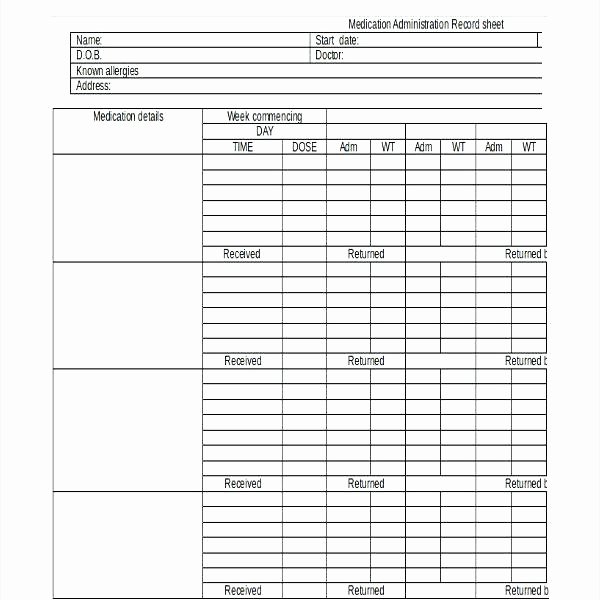 Medication Administration Records Template Beautiful Blank Medication Administration Record Sheets Template
