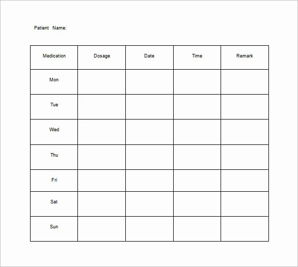 sample medication chart template