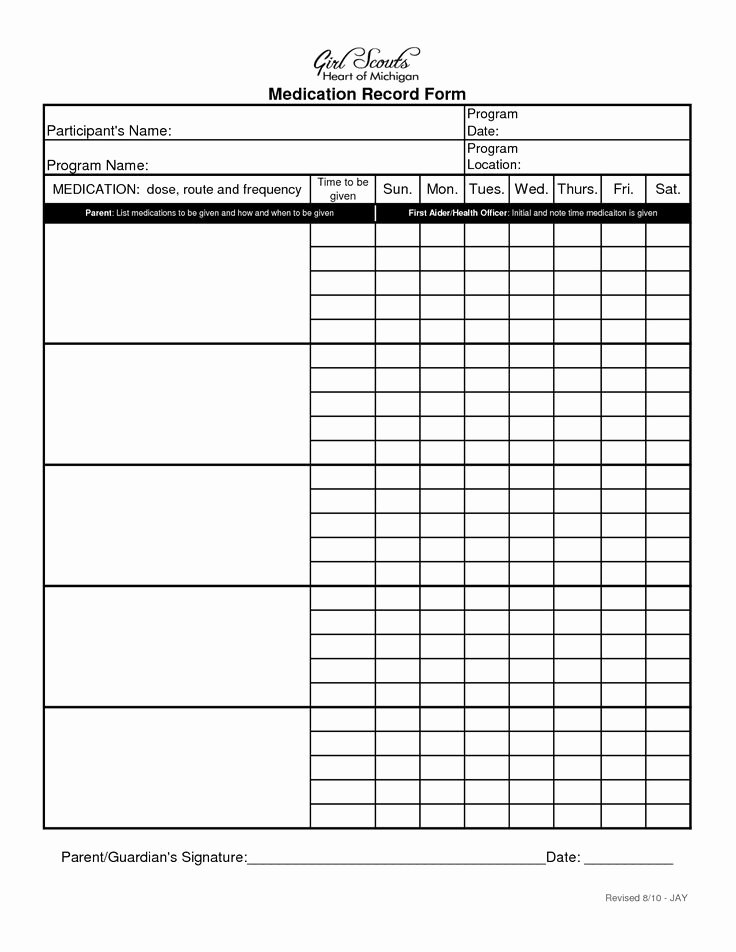 Medication Schedule Template Excel Fresh Blank Medication Administration Record Template