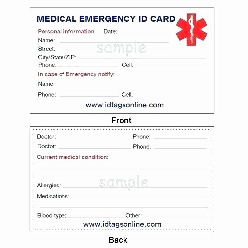 Medication Wallet Card Template Inspirational Wallet Id Card Template Medical Emergency for Alert
