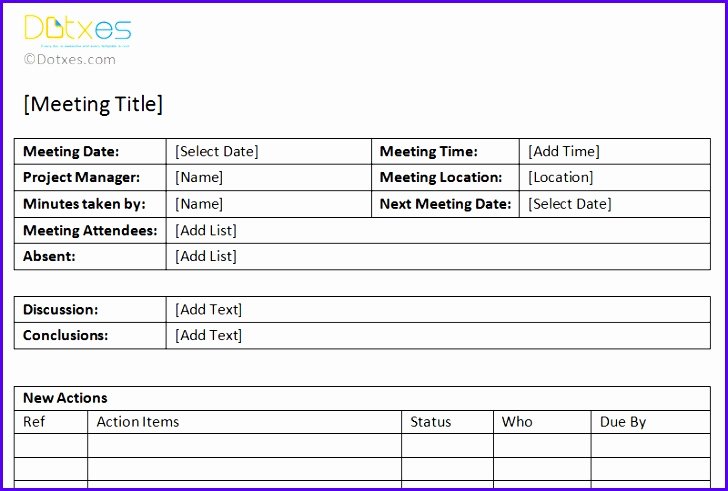 Meeting Action Items Template New 12 Minutes Meeting Template Excel Exceltemplates