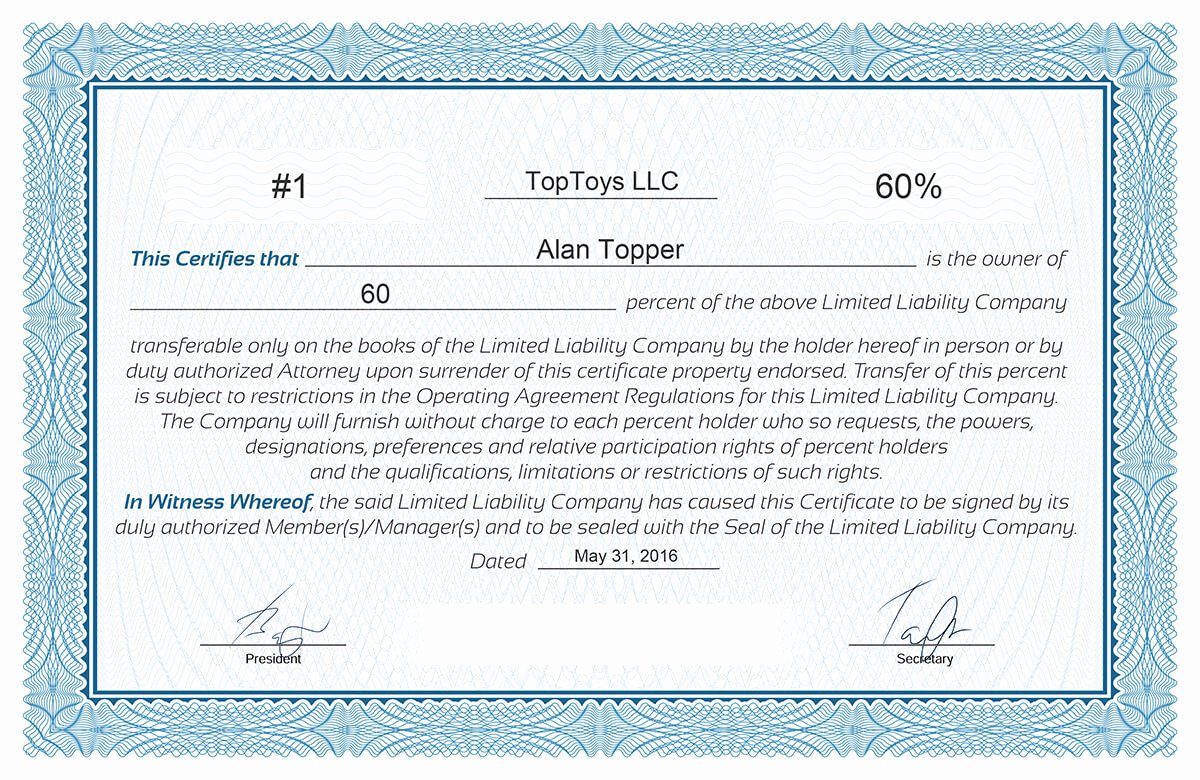 Membership Certificate Llc Template Beautiful Free Stock Certificate Online Generator