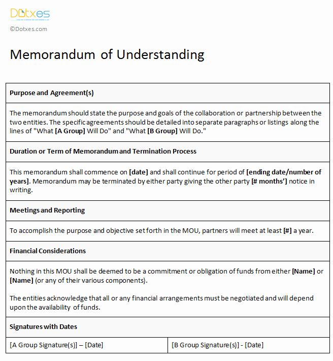 Memo Of Understanding Template Fresh Memorandum Of Understanding Sample Template Dotxes
