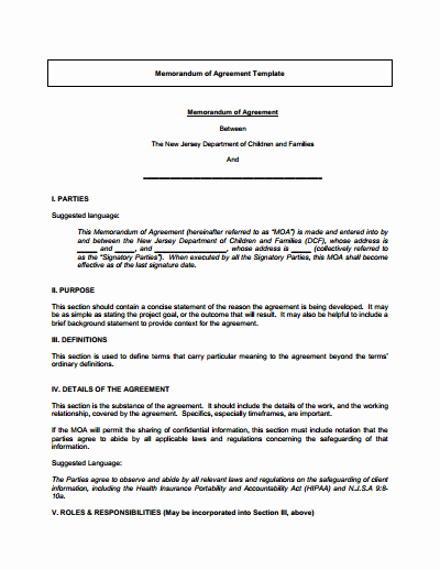 Memorandum Of Agreement Template Inspirational Memorandum Of Understanding Download Edit Fill &amp; Print