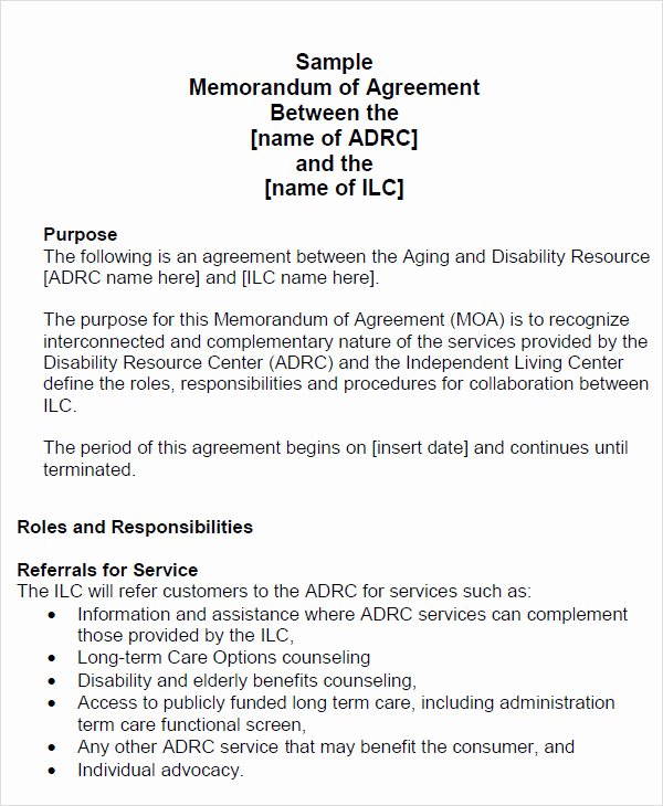 Memorandum Of Agreement Template Lovely Memorandum Of Agreement 14 Free Pdf Doc Download