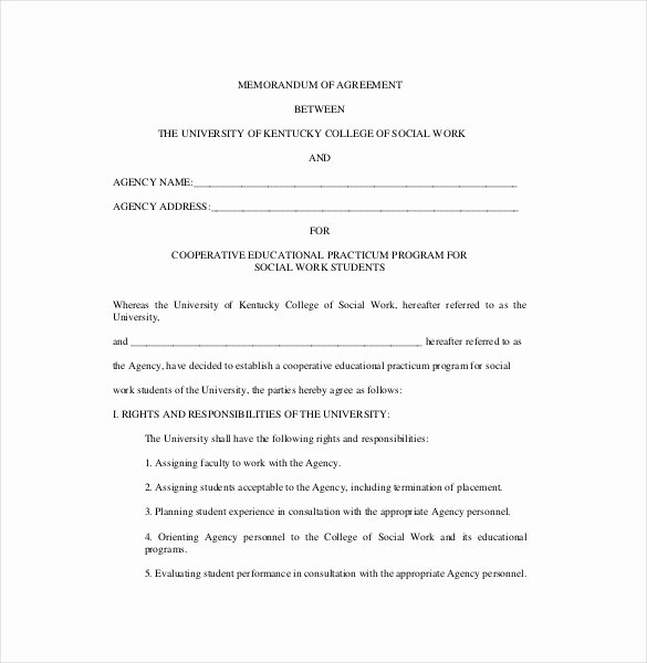 Memorandum Of Agreement Template Unique 15 Memorandum Of Agreement Templates Pdf Doc