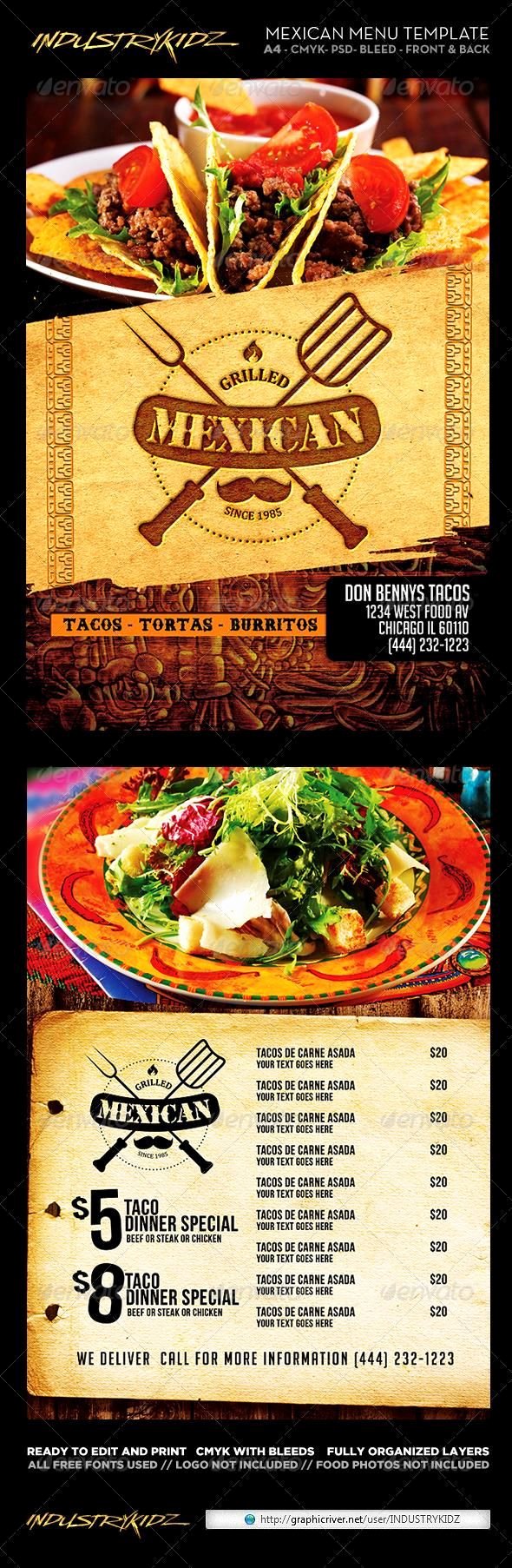 Mexican Restaurant Menu Template Unique 26 Best Mexican Menus Images On Pinterest