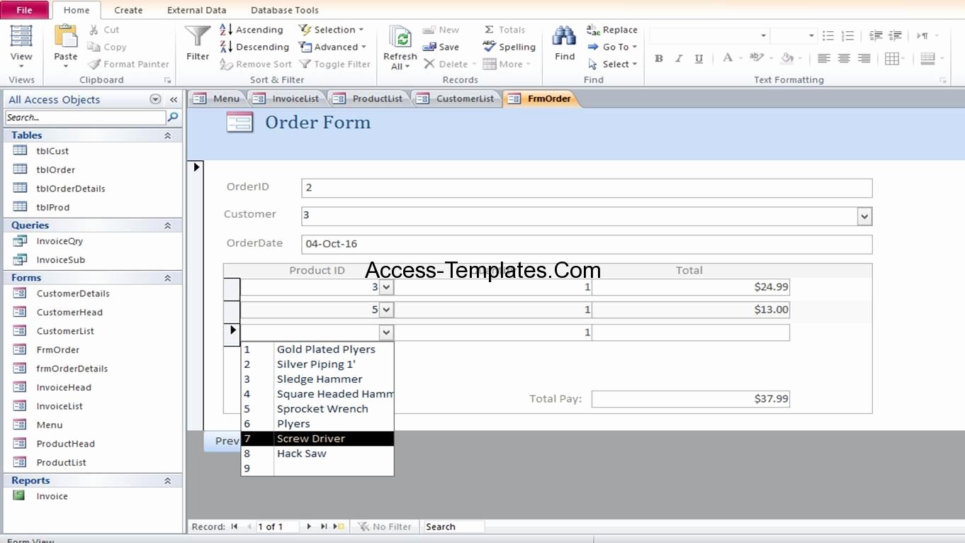 Microsoft Access form Template Beautiful Microsoft Access Invoice order Management Database