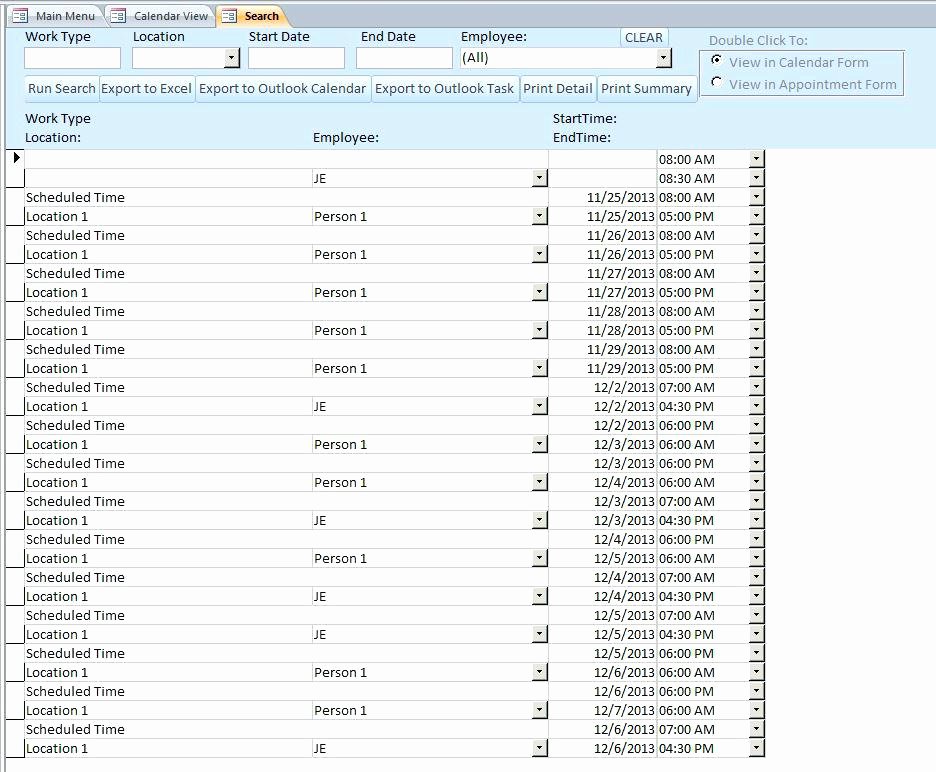 Microsoft Access Scheduler Template Inspirational Access Calendar Template form Database and Templates