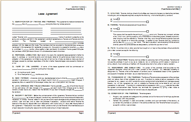 Microsoft Word Contract Template Beautiful Ms Word Lease Agreement Template
