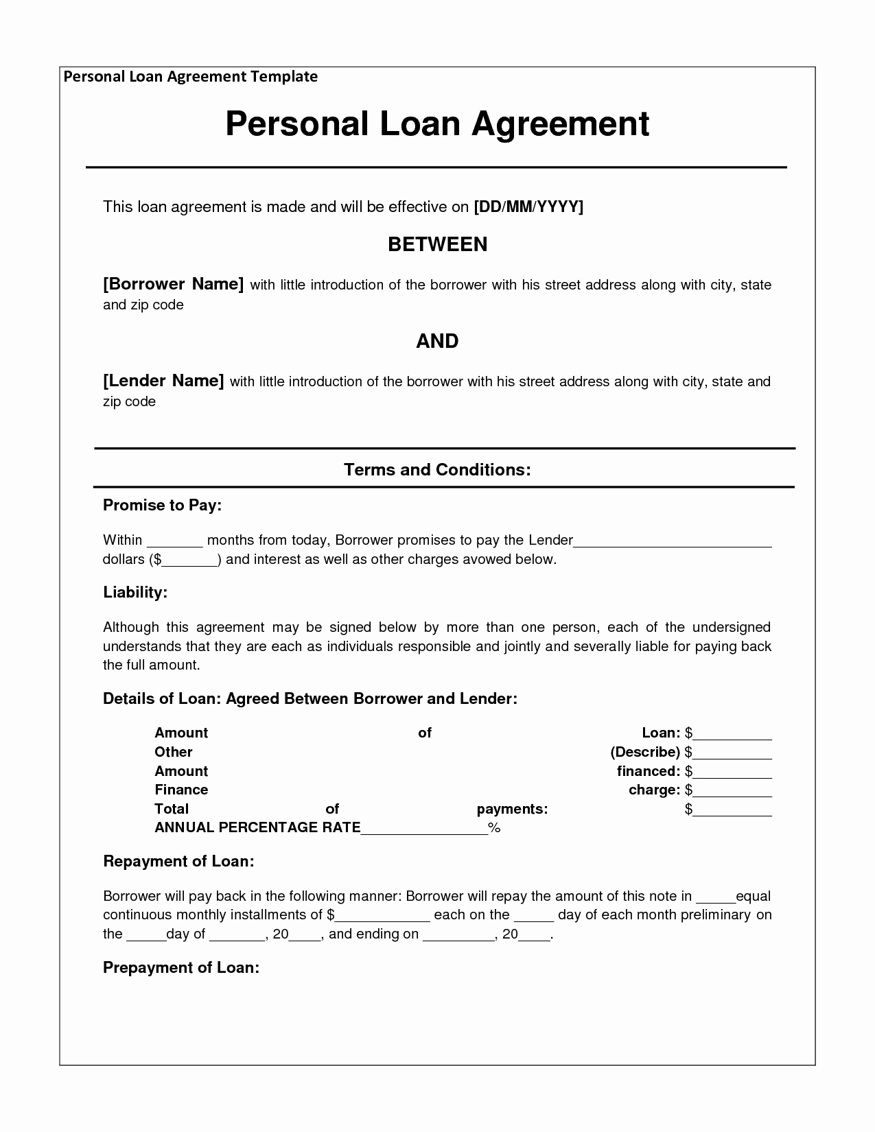 Microsoft Word Contract Template Luxury 14 Loan Agreement Templates Excel Pdf formats