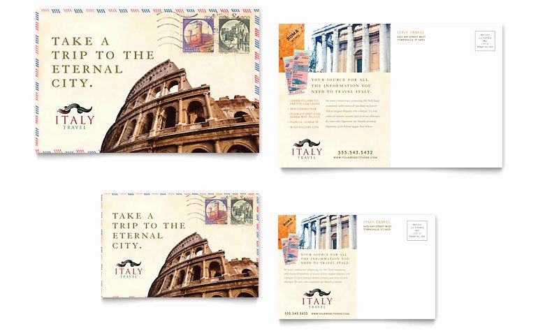 Microsoft Word Postcard Template Fresh Italy Travel Postcard Template Word &amp; Publisher