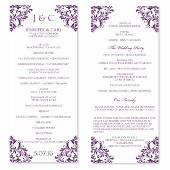 Microsoft Word Program Template Lovely Wedding Program Template Instant Download Edit by