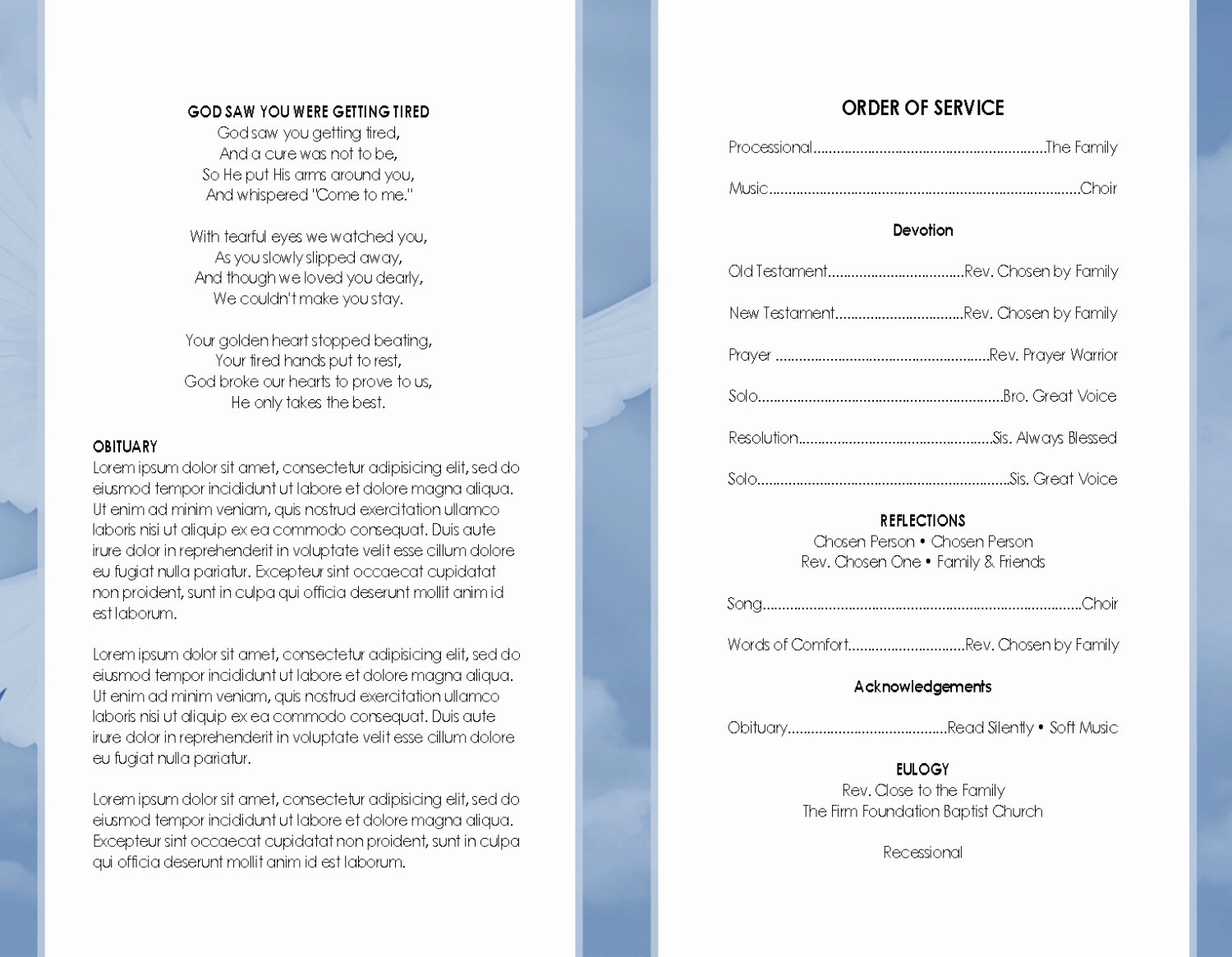 Microsoft Word Program Template Unique 11x17 8page Booklet Heavenly Dove Blue Printable
