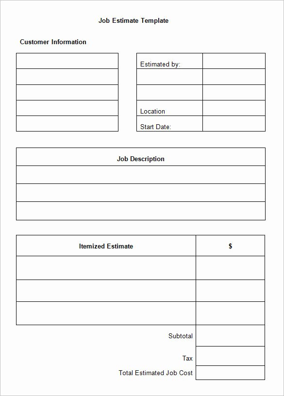 Microsoft Word Quote Template Best Of 5 Job Estimate Templates – Free Word Excel &amp; Pdf