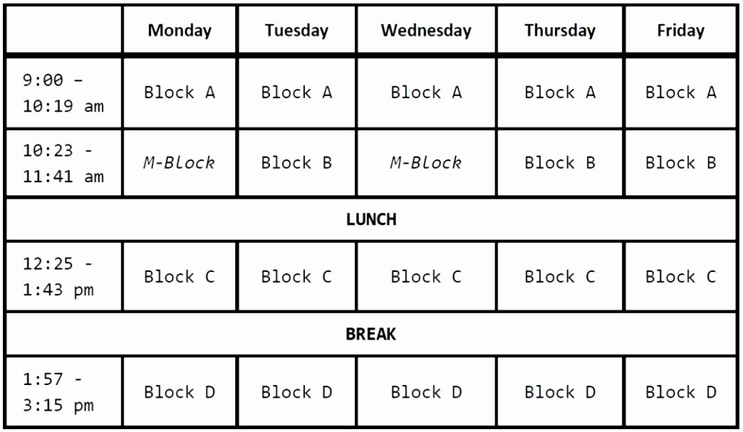 Middle School Schedule Template Elegant Middle School Block Schedule to Pin Pinterest Simple